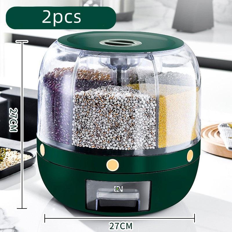Large Food Storage Container 360 Rotating Rice Barrels Sealed Cereal Dispenser Rice Tank Grain Box Kitchen Storage Container 