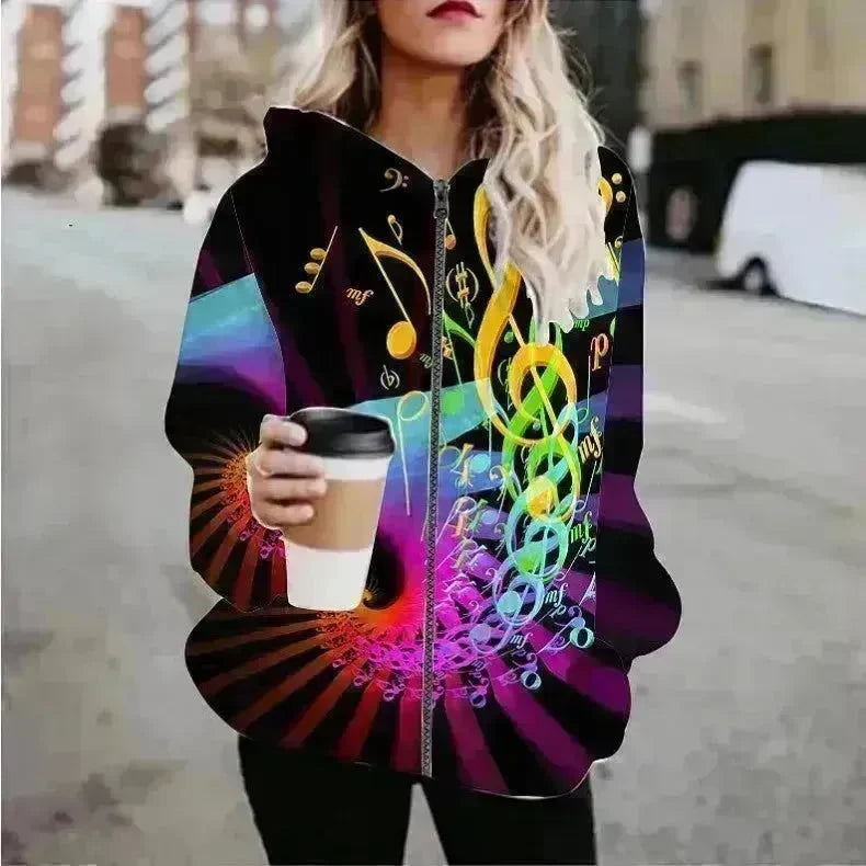 Printed Anime Cartoon Casual Fashion Zip up Hoodie Cardigan women - EX-STOCK CANADA