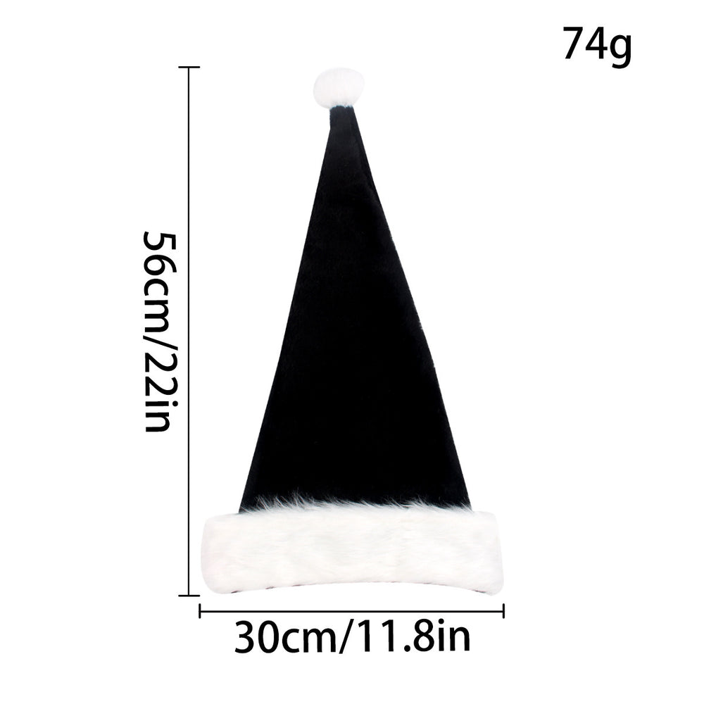 Black Christmas Hat Halloween Plush Hat Thickened Plus-sized Christmas Hat EX-STOCK Canada 