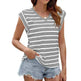 Fashion Stripe Print V-neck Short-sleeved T-Shirt Summer Loose Casual top for Women - EX-STOCK CANADA