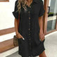 Womens Button Down Shirt Dress Summer Cotton Linen Dress V-Neck Mini Dress Casual Short Sleeve Loose Tunic Dresses - EX-STOCK CANADA