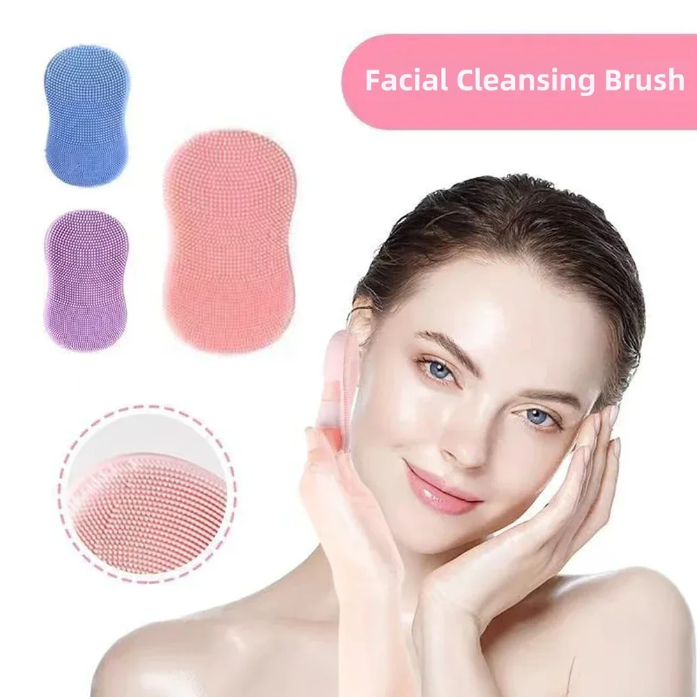 2PC Face Scrubber Mini Facial Brush Silicone Wash Exfoliator Finger Glove Pads Handheld Cleansing Brushes Tool Skin Care Deep Clean Baby Shampoo Baby Bath Brush 