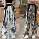 New Painting Ice Silk Wide-leg Baggy Trouser Pants Summer Women - EX-STOCK Canada