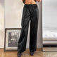 Casual Leather High-waisted Work Formal Trousers Pant women - EX-STOCK Canada