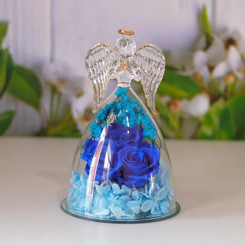 Eternal Flower Gift Box Angel Glass Cover Dried Rose Gift Box For Christmas New Year Valentine's Day Home Decor - EX-STOCK Canada