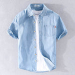 Summer Cotton Short Sleeve Denim Shirt For Men Classic All-matching Jeans - EX-STOCK Canada
