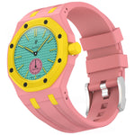 Pink yellow Swatch × AP Royal Oak Integrated Silicone Watch Strap | 8 Colours, 2 Crown Positions