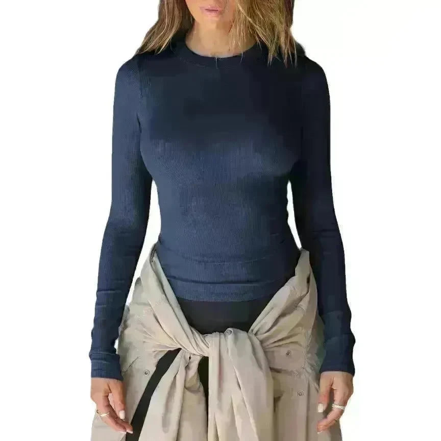 Elegant Chic Long sleeve Elastic Crop Top for Women - EX-STOCK CANADA
