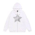 American street Star Printed Hoodie Cardigan unisex for fall winter - EX-STOCK Canada