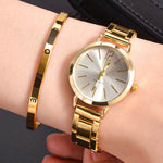 2pcs Narrow Strap Steel Strap Bracelet and Quartz Watch women - EX-STOCK Canada