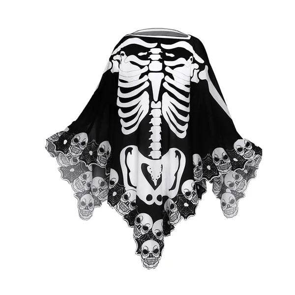 Halloween Skeleton Poncho Skull Bones Lace Skeleton Cape Shawl Halloween Costume Day Of The Dead Poncho For Halloween Horror Theme Trick Or Treat Birthday Party - EX-STOCK Canada