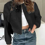 Oversized Fashion Button down Cropped Jacket outwear top for women - EX-STOCK Canada