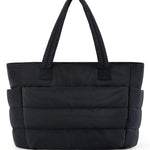 Black Large Capacity Quilted Puffer Tote Bag for Women – Multi-Pocket Shoulder Bag | 9 Colours