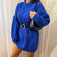 Casual Oversize Hip pop style Round neck Knitted Twist Sweater dress - EX-STOCK Canada