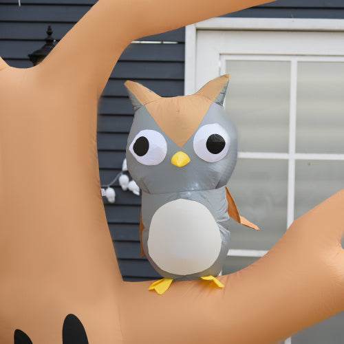 HOMCOM 7.5 Tall Lighted Halloween Inflatables Outdoor Decorations Haunted Tree With Owl, Ghost, Pumpkins, Blow Up LED Yard Decor For Garden, Lawn, Party, Holiday, Waterproof - EX-STOCK Canada
