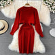 Autumn Winter Sassy Woolen Knitted Two Piece Midi Sweater Dress Outfit set - EX-STOCK Canada