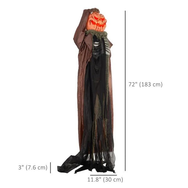 6' Life Size Decoration Animatronic Skull Pumpkin Ghost Outdoor Halloween, Sound And Motion Activated EX-STOCK Canada 