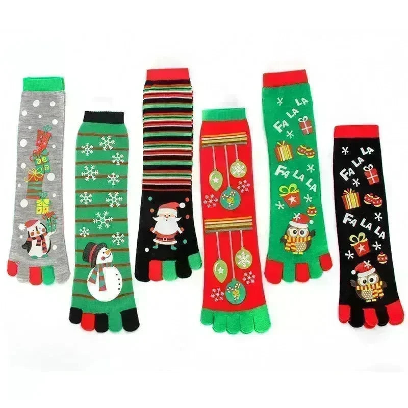 Cute Winter Christmas socks Five-finger  Elastic absorbent Split-toe - EX-STOCK CANADA