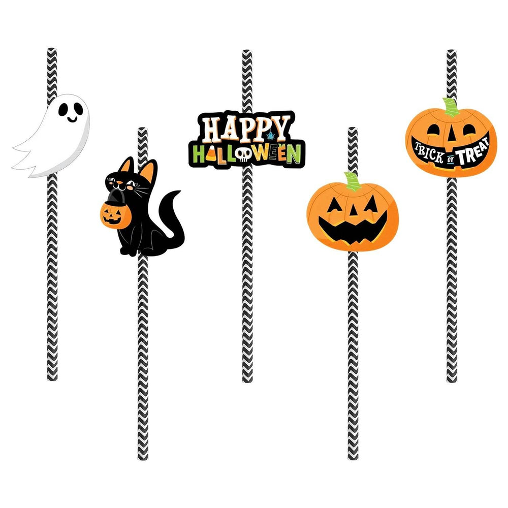 Set Of 25Pcs Halloween Party Striped Decorative Straws Disposable Drinking Straws Paper Straw Decor Happy Halloween Ghost Lantern Black Cat Halloween Party Supplies - EX-STOCK Canada