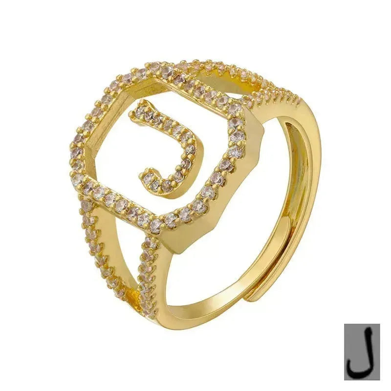 Fashion Micro Inlaid Zircon Arab Letters Ring for women - EX-STOCK CANADA
