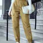 New Cargo Pants Fashion Casual Multi-pocket Elastic Waist Pencil Pants For Women - EX-STOCK CANADA