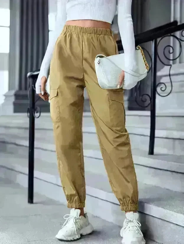 New Cargo Pants Fashion Casual Multi-pocket Elastic Waist Pencil Pants For Women - EX-STOCK CANADA