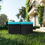 2 Wicker Ottomans, Multipurpose Outdoor Furniture For Patio, Backyard, Additional Seating, Footrest, Side Table With Storage, Removable Cushions EX-STOCK Canada 