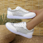 Versatile Lace-up Flat Shoes Casual Lightweight Thick-soled Running Sports Shoes Low-top Breathable Sneakers For Women - EX-STOCK Canada