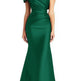 Off-Shoulder Pleated Satin Mermaid Gown – Formal Evening Dress | Gray, Wine Red, Green | US2–US16