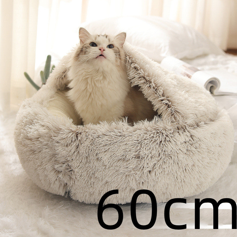 2 In 1 Dog And Cat Bed Pet Winter Bed Round Plush Warm Bed House Soft Long Plush Pets Bed Pet Products EX-STOCK Canada 