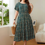Summer Plus Size Women Floral Printed Midi Dresses - EX-STOCK Canada