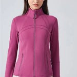 Long Sleeve Workout Tops for Women Halter Neck Zip Up gym top - EX-STOCK CANADA