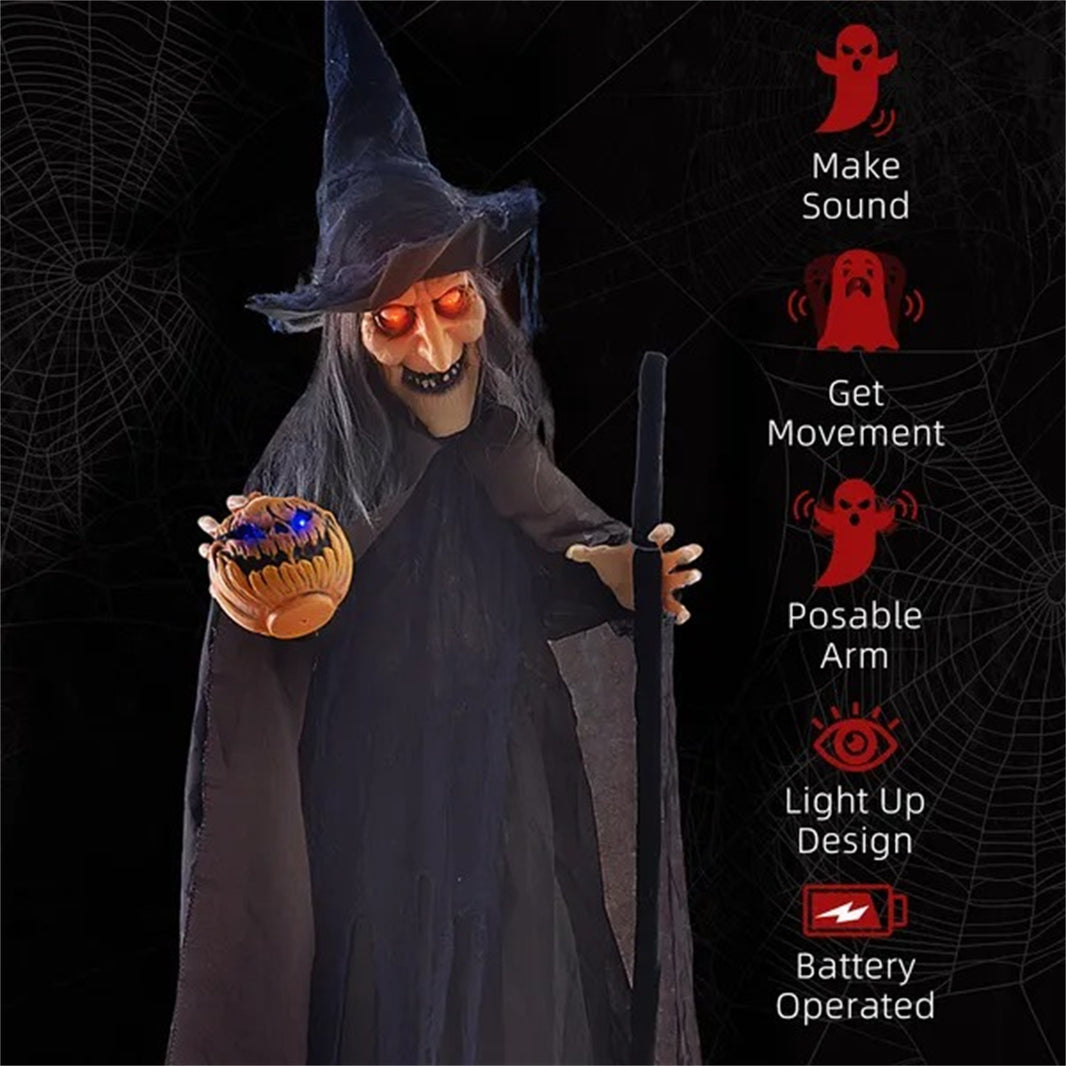 6.2' Life Size Decoration Animatronic Witch W Broomstick Outdoor Halloween, Sound  Motion Activated W Light Up Eyes EX-STOCK Canada 