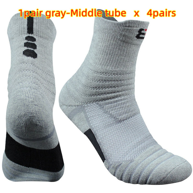 Gray socks with black accents on a white background