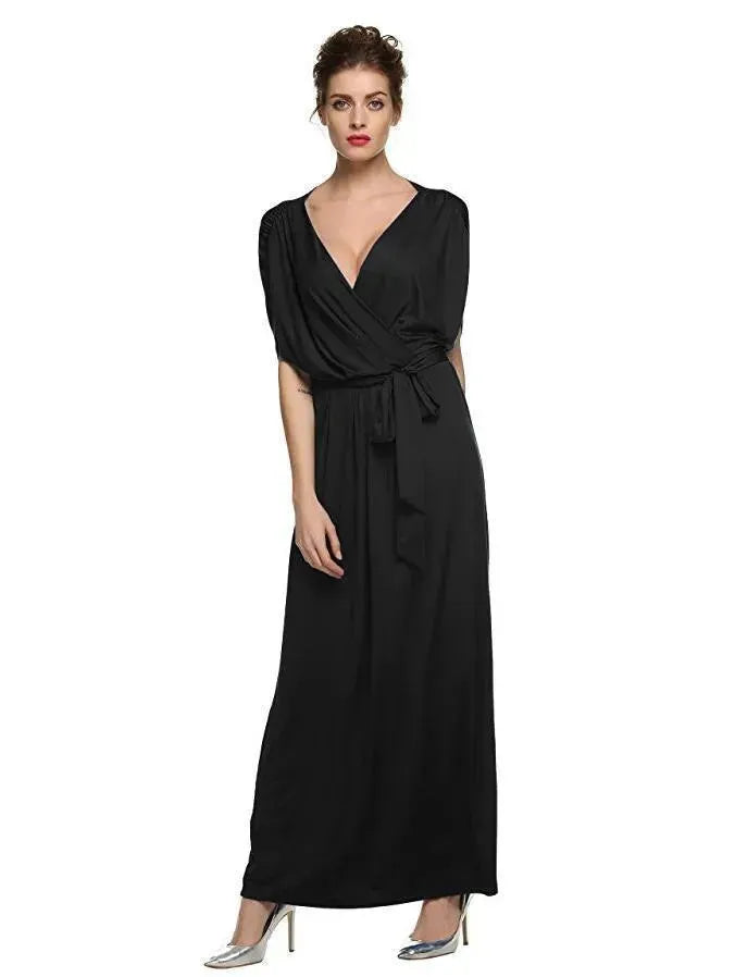 4XL Big Size Dress Elegant Women Long wrap Dresses Summer Dresses - EX-STOCK CANADA