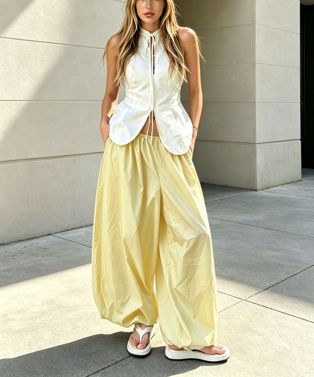 Women's Elastic-Waist Balloon Wide-Leg Pants — product view 13 of 13 | EX-STOCK