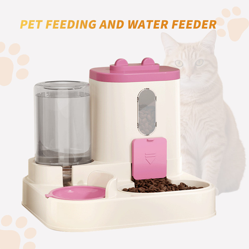 Distributeur de nourriture pour chat 2 en 1 entièrement automatique - Système intégré d'alimentation en eau et en nourriture - Accessoires pour chat, distributeur d'eau mignonEX-STOCK Canada 