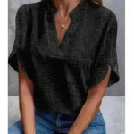 Summer Short-sleeved Chiffon Shirt New V-neck blouse Women's Casual Versatile Clothing Evening Tops for Women - EX-STOCK CANADA