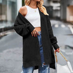 Solid color Loose Cashmere Long Cardigan sweater Jacket for women - EX-STOCK Canada