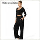 Women Fashion Casual Matching 2pcs set Long Sleeve Crop top and Pant set - EX-STOCK CANADA