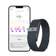 Smartphone displaying sleep tracking app with a black smartwatch on a white background