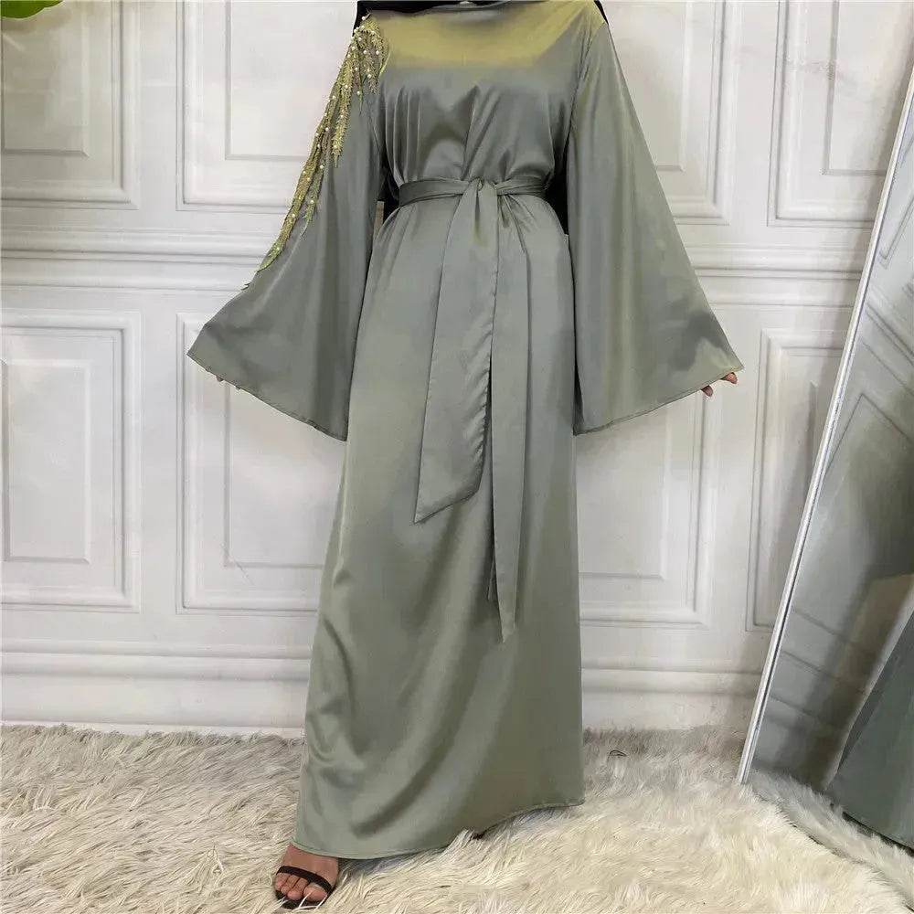 Fashion Embroidered Satin Abaya Dress Middle East Fancy Plain Dubai Abaya - EX-STOCK Canada
