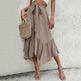 Women's Mid-length Lace-up Irregular Stitching Ruffle Midi Skirt - EX-STOCK Canada