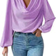 Casual Evening Top for Women Long-sleeved Shirt Loose V-neck chiffon blouse Top women - EX-STOCK CANADA