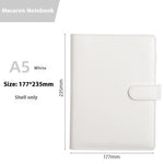White notebook with dimensions labeled on a gray and white background