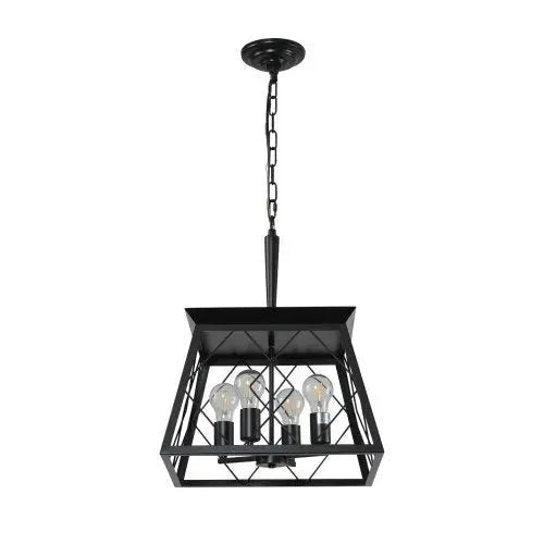 4 Lights Farmhouse Chandelier For Dining Room Black - EX-STOCK CANADA