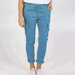 Casual Cargo Pants With Pockets Solid Color Drawstring Waist Pencil Trousers For Women - EX-STOCK CANADA