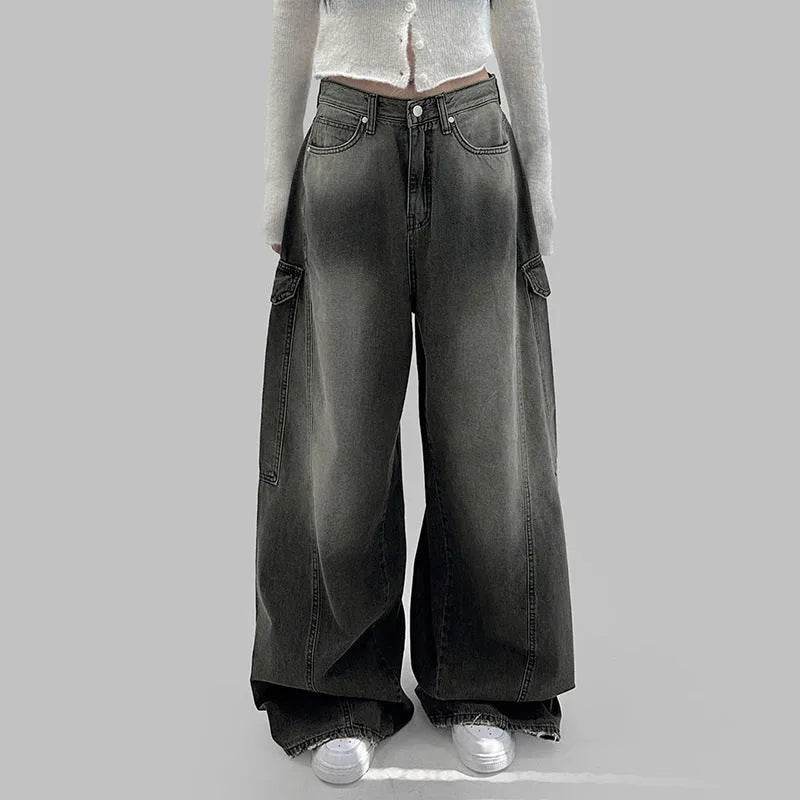 European And American Slimming High Waist Wide Legs Baggy Jeans Pant For Women - EX-STOCK Canada