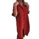 Women Loose Casual Half Sleeve Cotton Linen Buttoned down  Shirt Dress - EX-STOCK CANADA