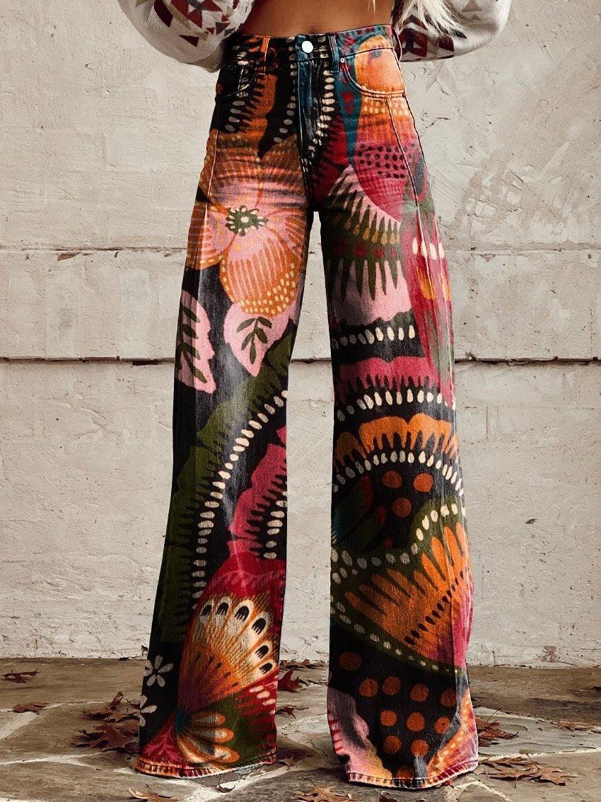 Horn Simulation Denim Trousers Loose Pants For Women 